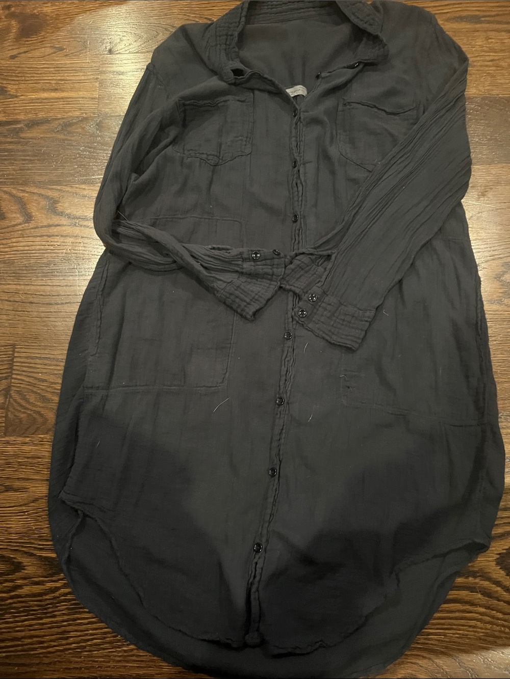 Raquel Allegra Black Textured Button-Front Dress